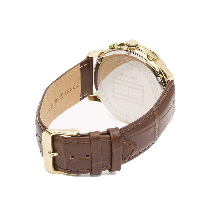 Mens / Gents Keagan White Dial Brown Leather Strap Tommy Hilfiger Designer Watch 1791291