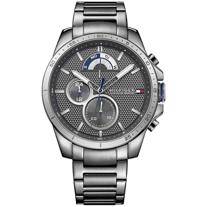 Mens / Gents Cool Sport Gunmetal Grey Chronograph Tommy Hilfiger Designer Watch 1791347