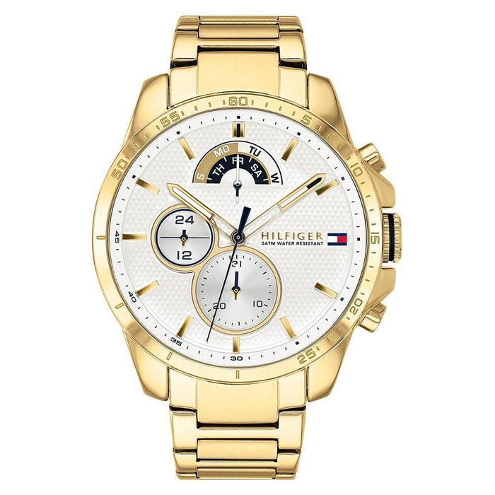 Mens / Gents White & Gold Chronograph Tommy Hilfiger Designer Watch 1791538