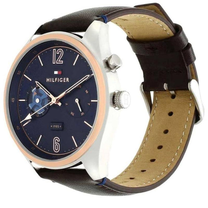 Mens / Gents Deacan Brown Leather Strap Tommy Hilfiger Designer Watch 1791549