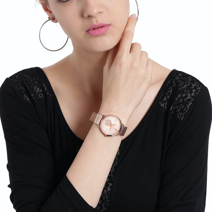 Michael Kors MK3640 Portia Rose Gold-Tone Crystal Bracelet  Ladies Watch
