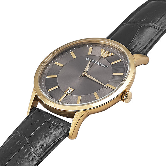 Emporio Armani  AR11049 Gold And Black Leather Men's Watch
