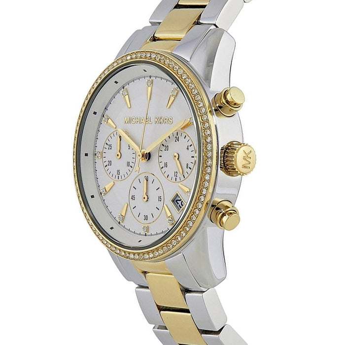 Michael Kors MK6474 Ritz Silver & Gold Chronograph Stainless Steel Ladies Watch