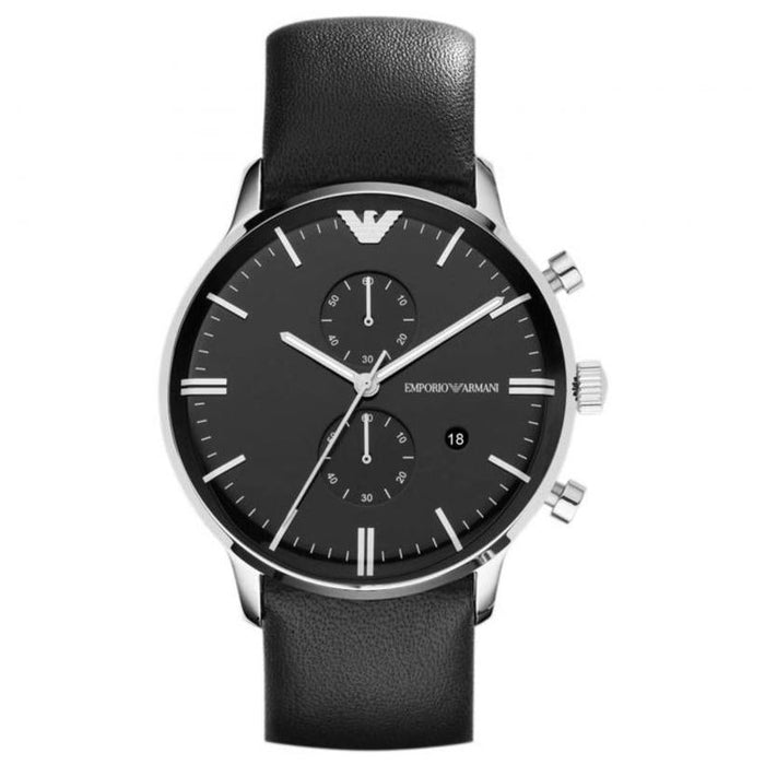 Emporio Armani  AR0397 Gianni Black Leather Men's Watch
