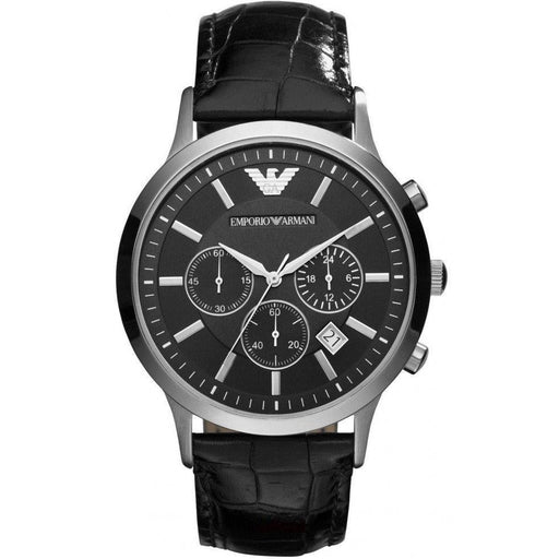Mens Black Leather Chronograph Emporio Armani Watch AR2447