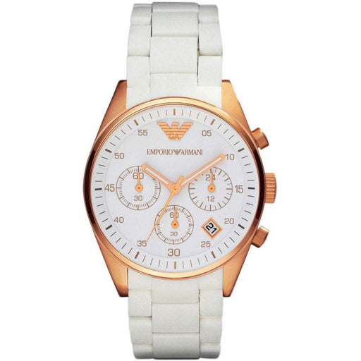 Mens Tazio White Silicone Chronograph Emporio Armani Watch AR5919