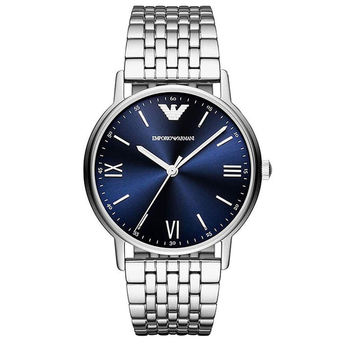 Emporio Armani AR80010 Navy Blue and Silver Stainless Steel  Men's Watch