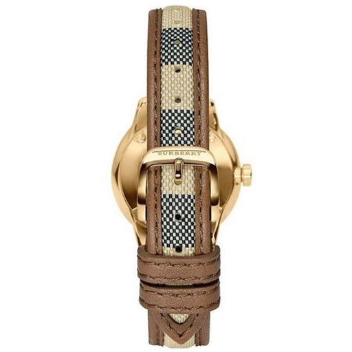 WoMens Classic Round Gold Nova Brown Check Burberry Watch BU10114