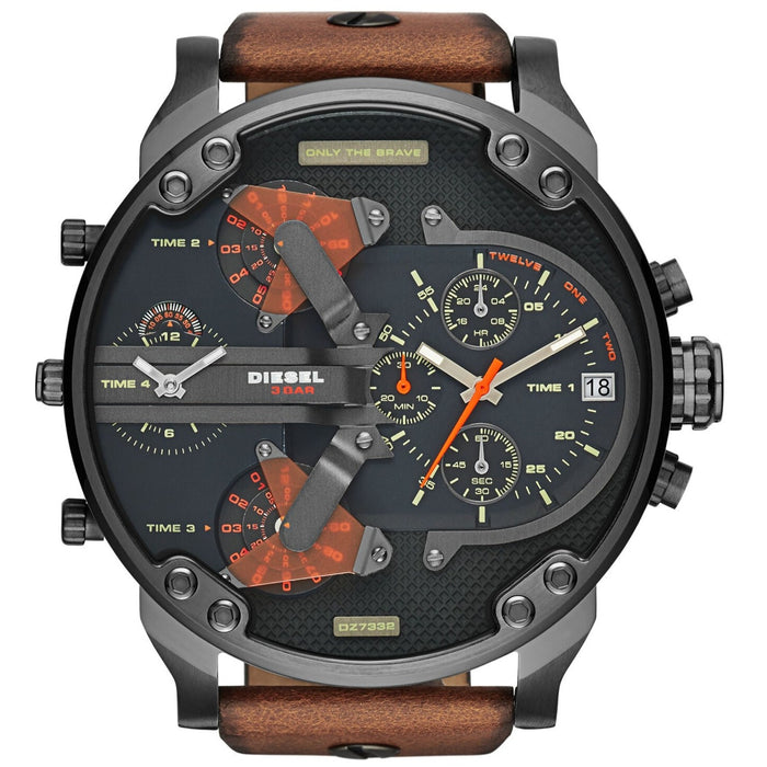 Diesel DZ7332 Mr. Daddy 2.0 Black & Brown Leather Chronograph Men's Watch