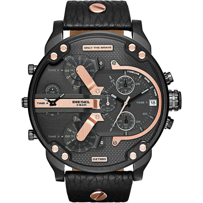 Diesel DZ7350 Daddy 2.0 Black Leather Chronograph Men's Watch