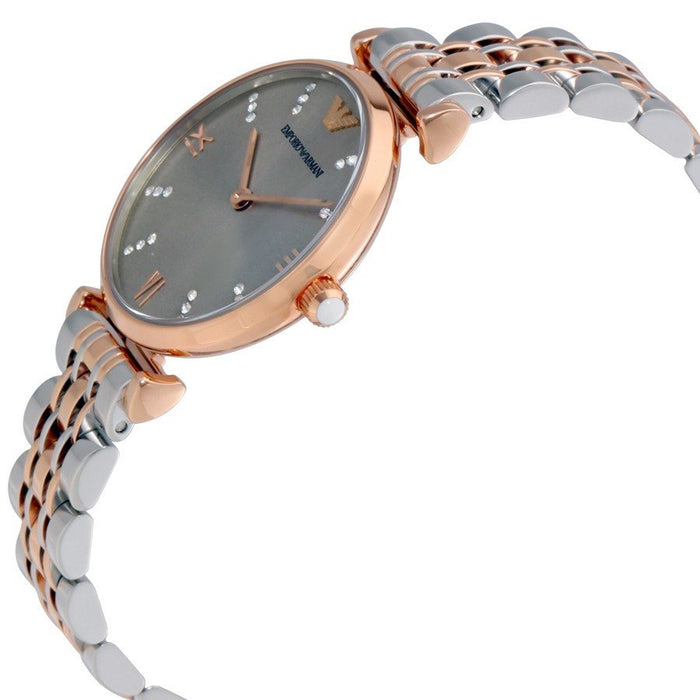 Emporio Armani AR1840 Silver and Rose Gold Two Tone Stainless Steel Ladies Watch