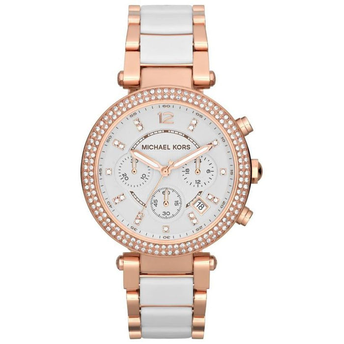 Michael Kors MK5774 Parker White & Rose Gold Chronograph Ladies Watch