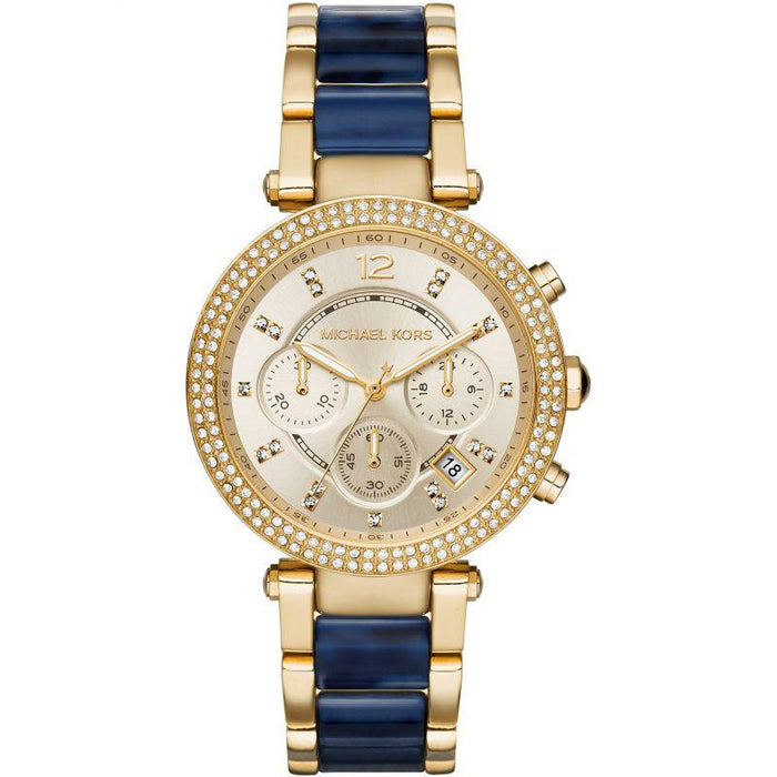 Michael Kors MK6238 Parker Two-Tone Blue Stainless Steel Chronograph Ladies Watch