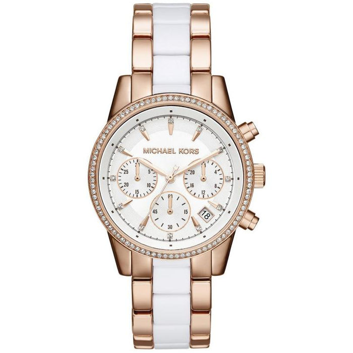 Michael Kors MK6324 RITZ Two-Tone Rose Gold Stainless Steel Chronograph Ladies Watch