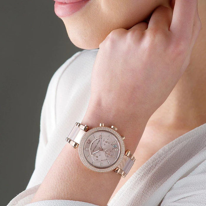 Michael Kors MK5896 Parker Rose Gold Chronograph Ladies Watch