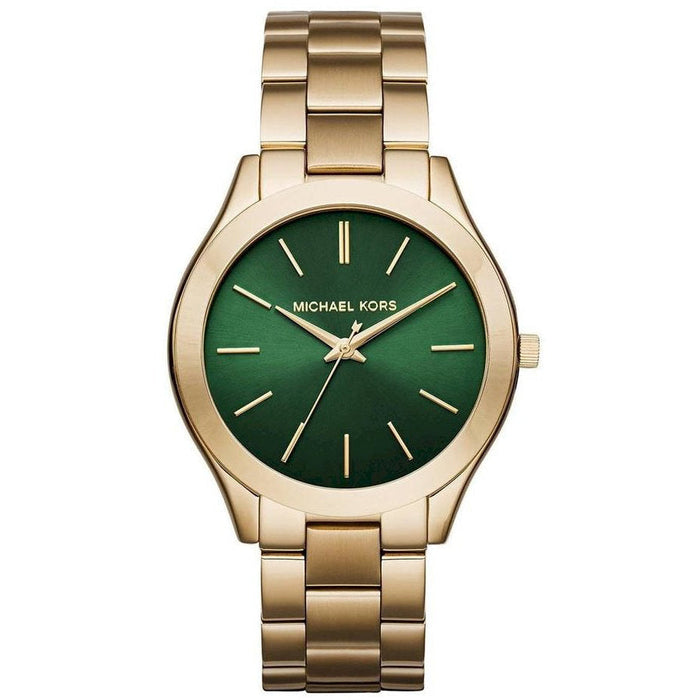 Analogue Watch - Michael Kors MK3435 Ladies Slim Runway Gold Green Watch