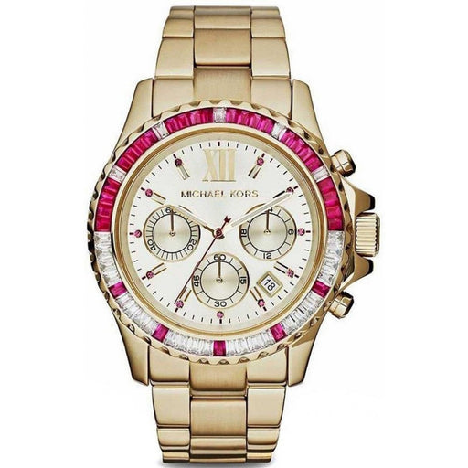 Analogue Watch - Michael Kors MK5871 Ladies Everest Yellow Gold Red Gem Set Watch