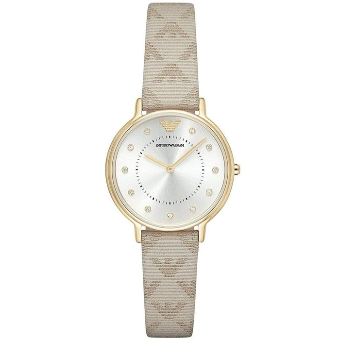 Emporio Armani AR11042 Beige Branded Leather Ladies Watch