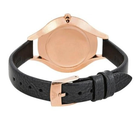 Emporio Armani AR11056 Aurora Black Leather Ladies Watch
