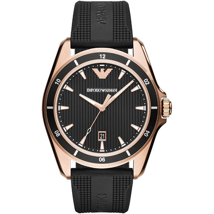 Emporio Armani AR11101 Rose Gold Black Rubber Men's Watch