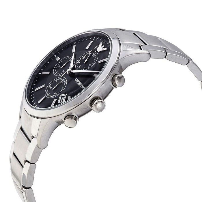 Emporio Armani  AR11164 Silver and Blue Stainless Steel Chronograph  Men's Watch