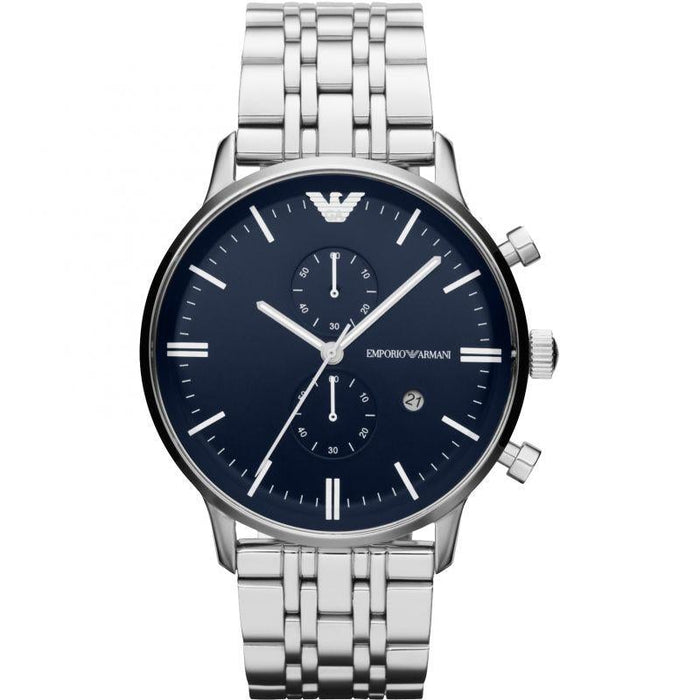 Emporio Armani AR80013 Blue Dial Silver Stainless Steel Chronograph Men's Watch