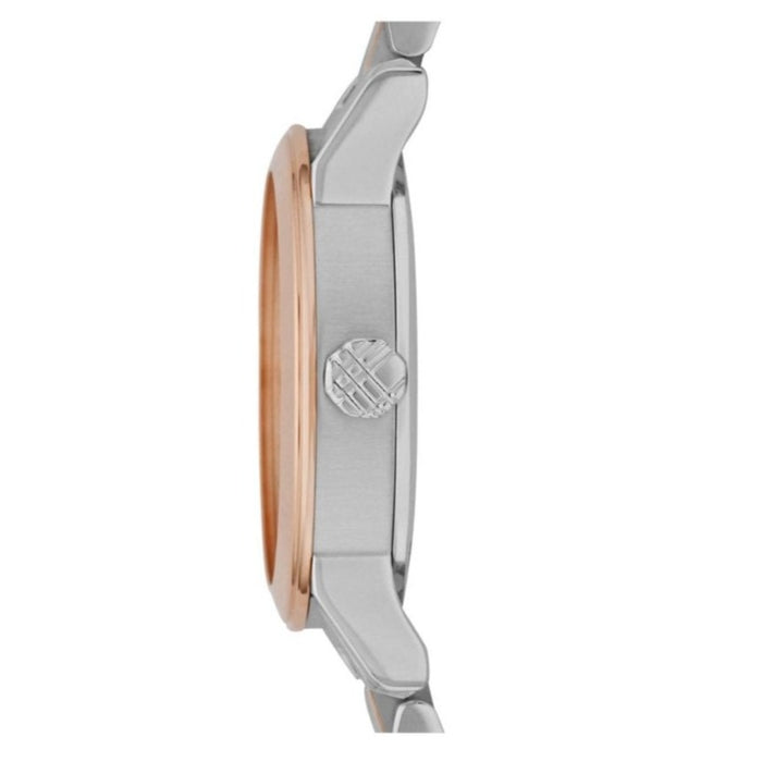 Burberry BU9205 White Dial Rose Gold Ion-Plated Bezel Ladies Watch