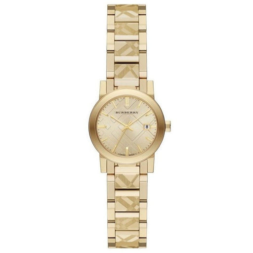 Burberry Ladies Watch The City Engraved Check Gold BU9234 - Watches & Crystals