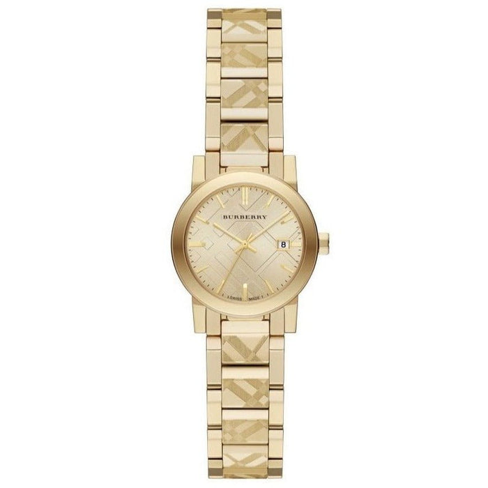 Burberry Ladies Watch The City Engraved Check Gold BU9234 - Watches & Crystals