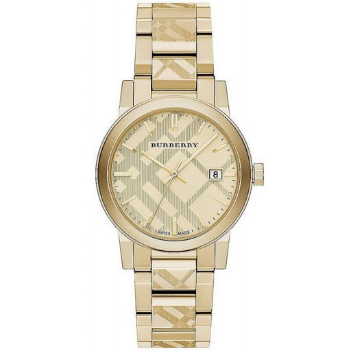 Burberry Men's Watch The City Engraved Checked Gold BU9038 - Watches & Crystals