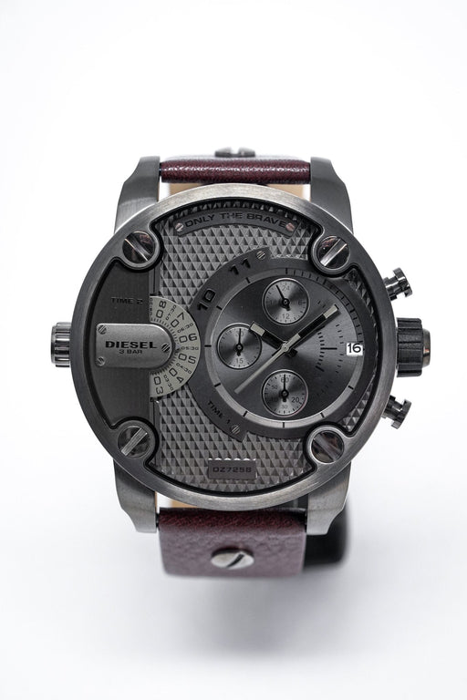 Chronograph Watch - Diesel DZ7258 Men's Chronograph Little Daddy Gun Metal Brown Watch