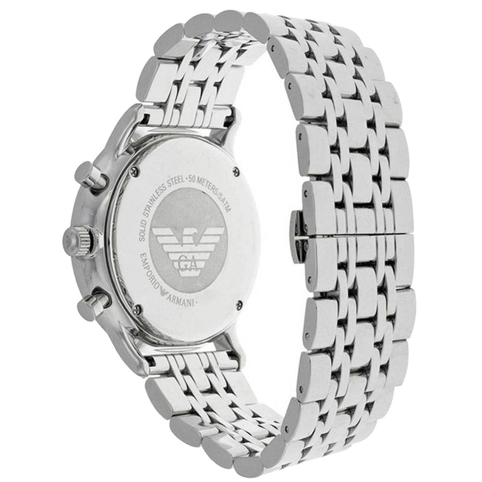 Emporio Armani  AR0389 Silver Black Dial Chronograph Men's Watch