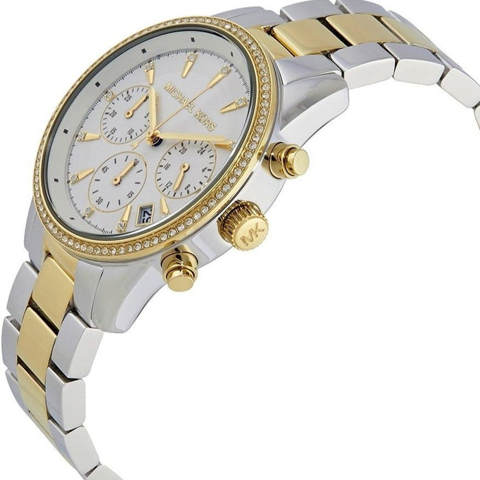 Michael Kors MK6474 Ritz Silver & Gold Chronograph Stainless Steel Ladies Watch